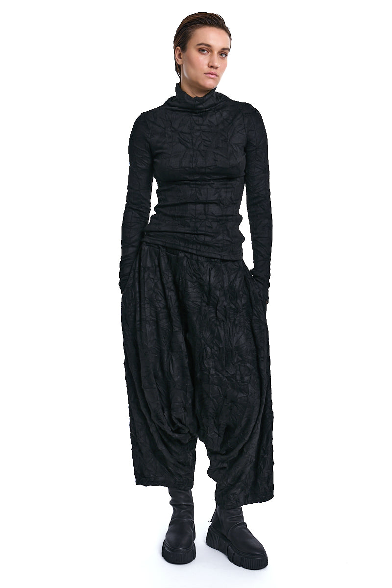 BLACK CRUMPLED JERSEY