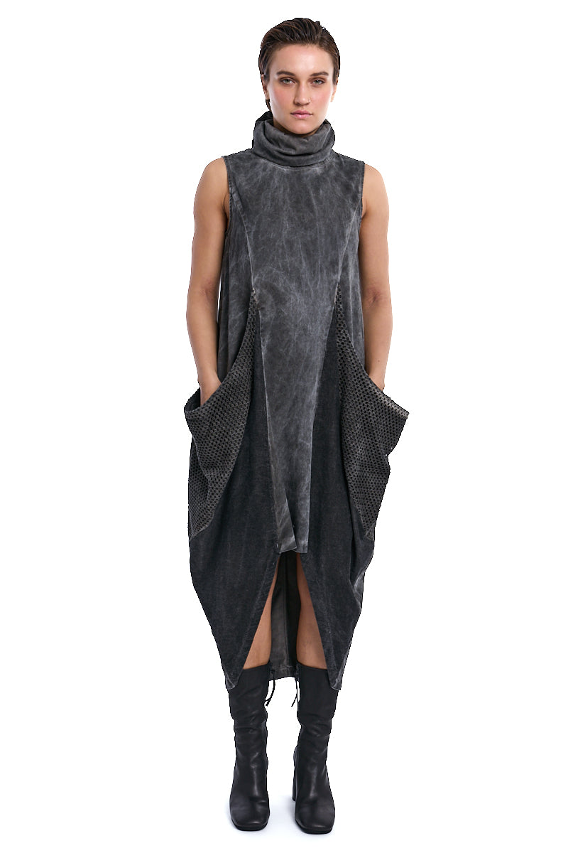 COLD MUD ASYMMETRIC TWEEL COTTON COLD-DYED DRESS