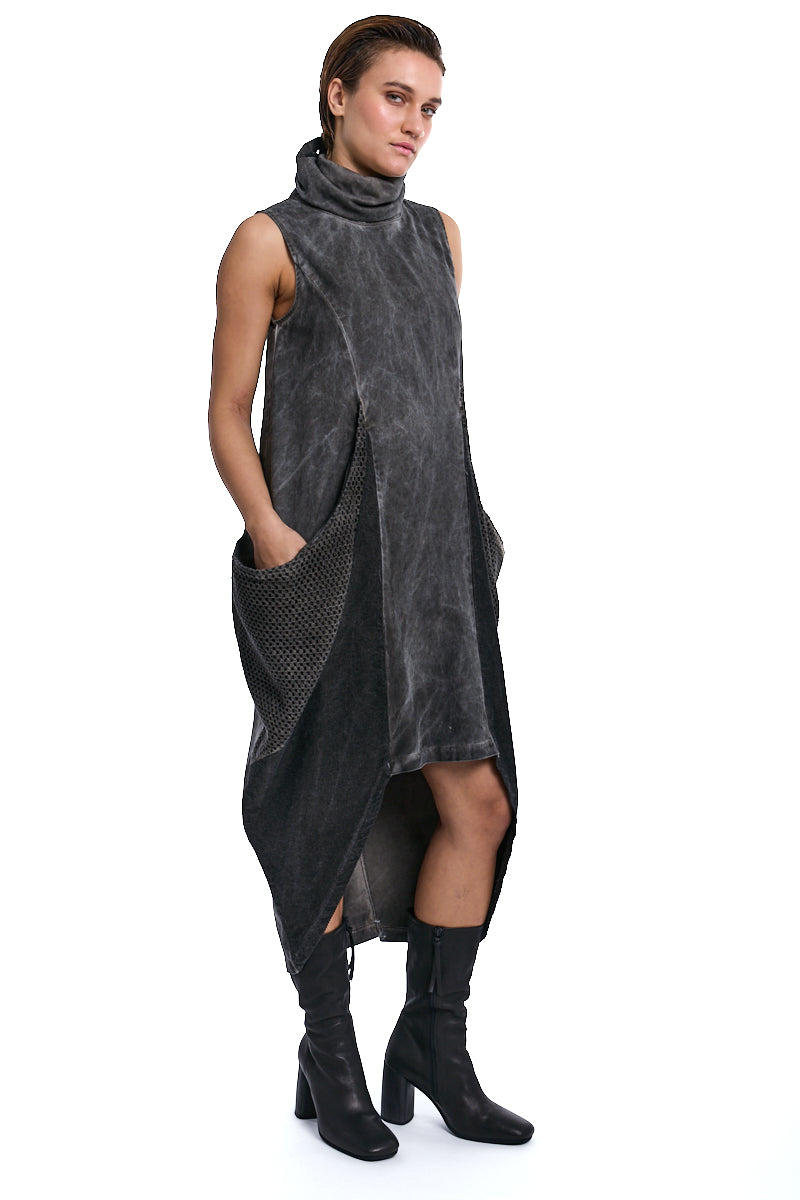 COLD MUD ASYMMETRIC TWEEL COTTON COLD-DYED DRESS