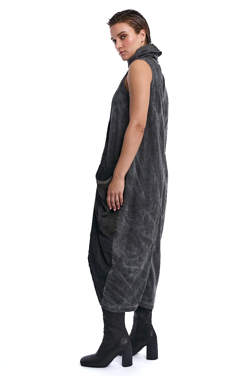 COLD MUD ASYMMETRIC TWEEL COTTON COLD-DYED DRESS