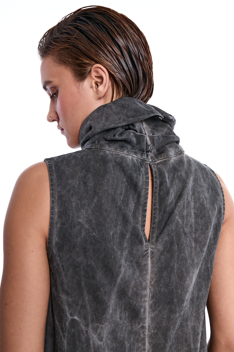 COLD MUD ASYMMETRIC TWEEL COTTON COLD-DYED DRESS