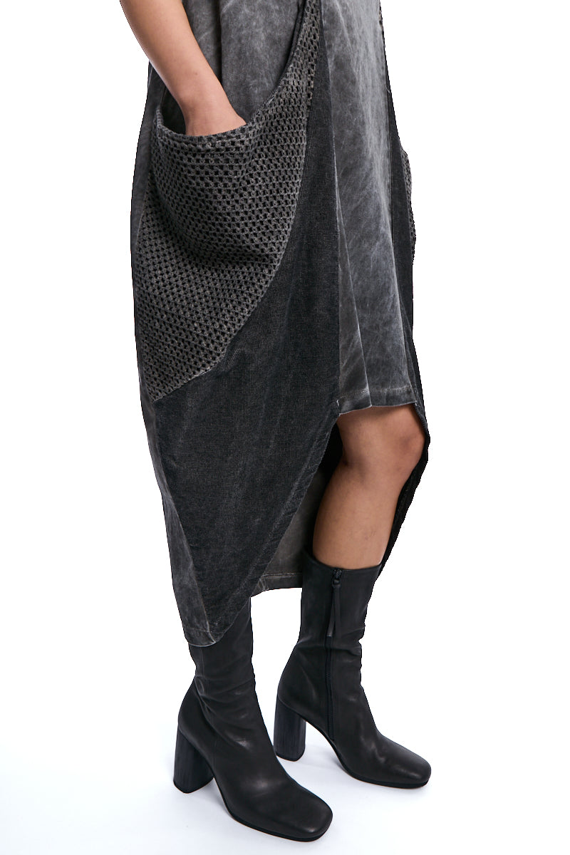 COLD MUD ASYMMETRIC TWEEL COTTON COLD-DYED DRESS