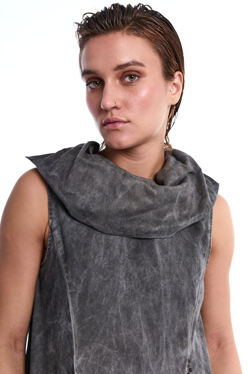 COLD MUD ASYMMETRIC TWEEL COTTON COLD-DYED DRESS