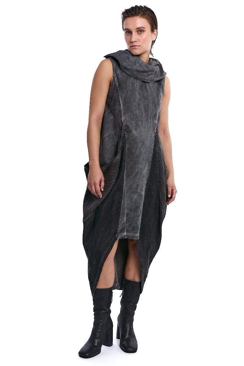COLD MUD ASYMMETRIC TWEEL COTTON COLD-DYED DRESS