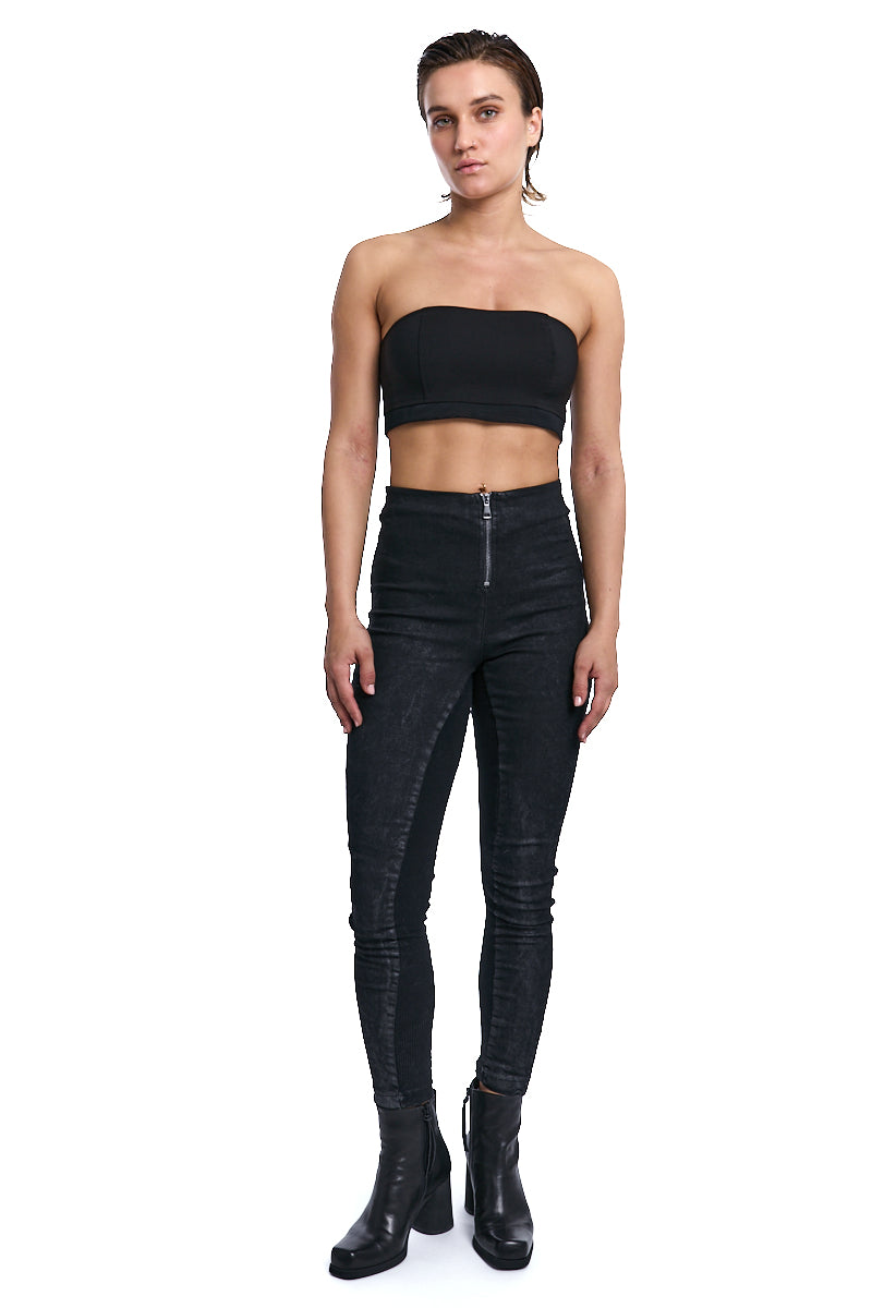 BLACK SKINNY STRETCH COTTON TROUSERS