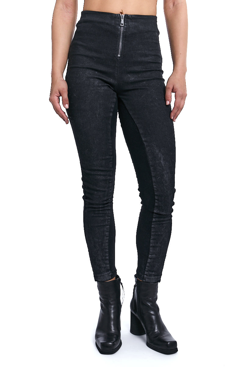 BLACK SKINNY STRETCH COTTON TROUSERS
