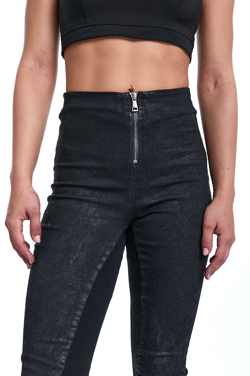 BLACK SKINNY STRETCH COTTON TROUSERS