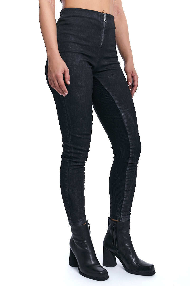 BLACK SKINNY STRETCH COTTON TROUSERS