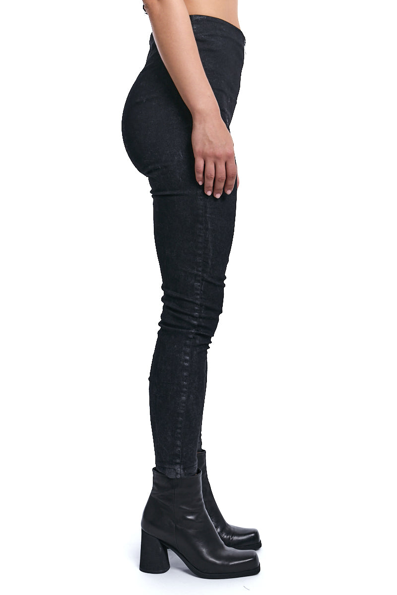 BLACK SKINNY STRETCH COTTON TROUSERS