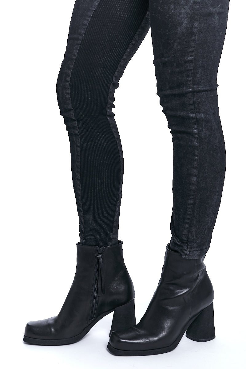 BLACK SKINNY STRETCH COTTON TROUSERS