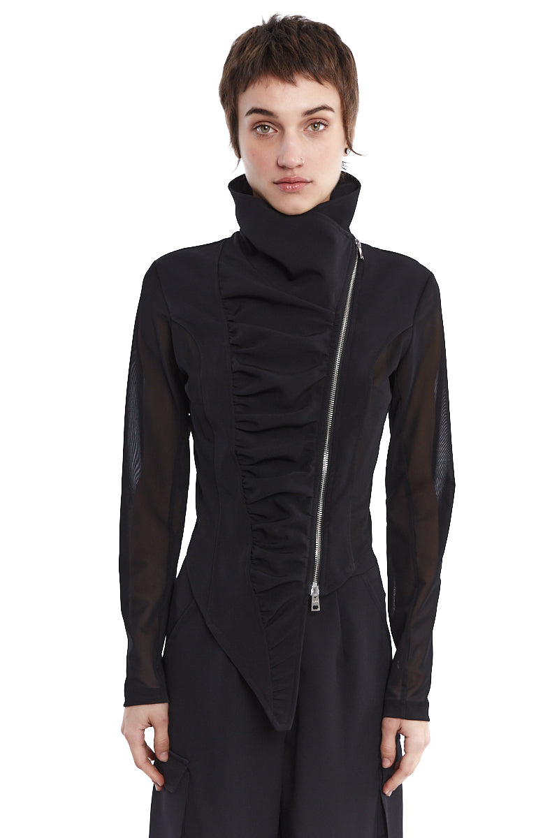 FRONT PLEATED STRETCH JACKET