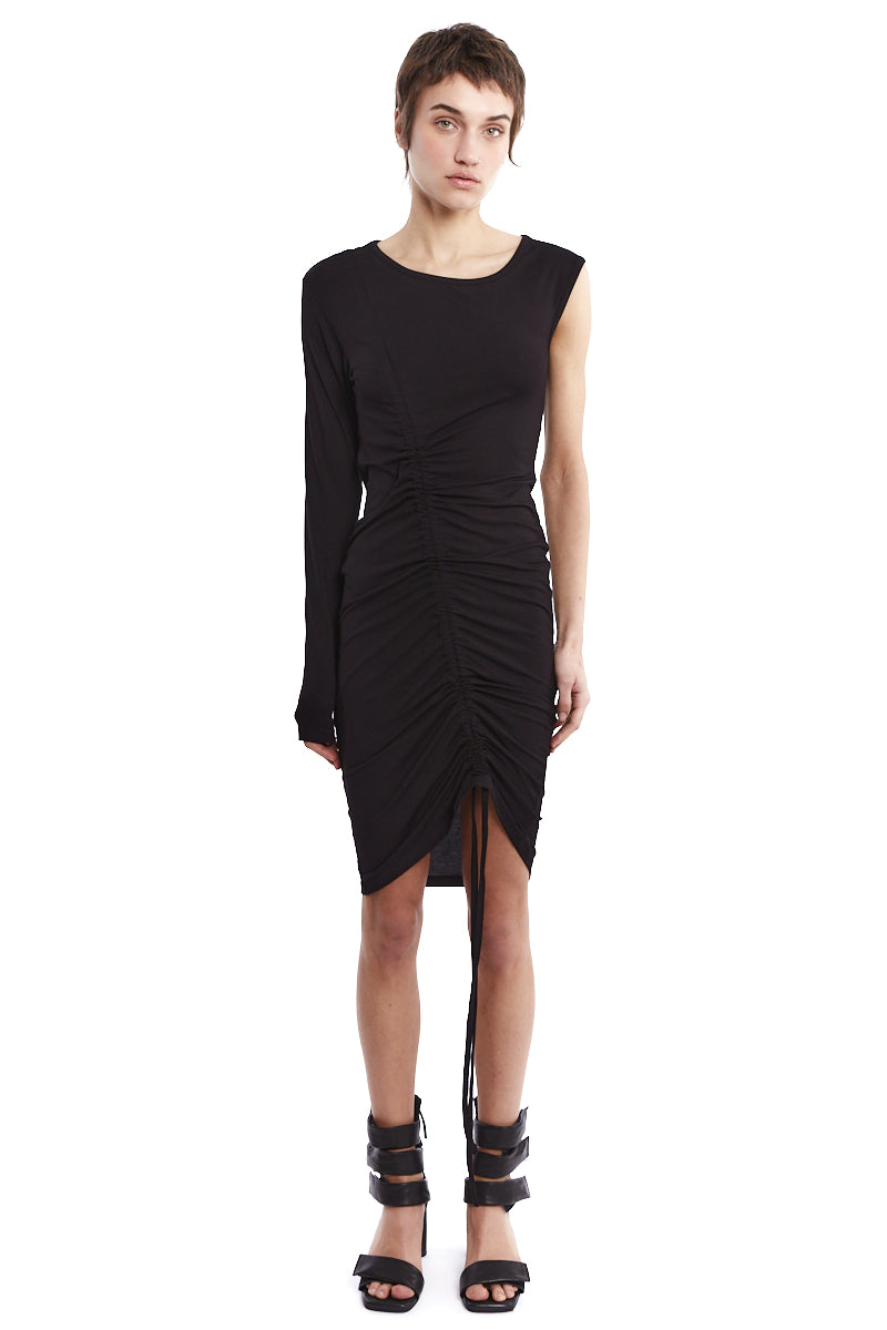 BLACK FRONT STRING DRESS