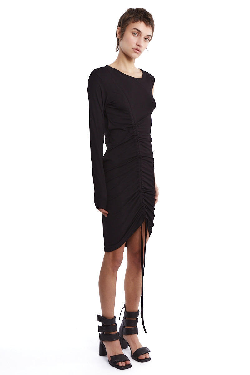 BLACK FRONT STRING DRESS