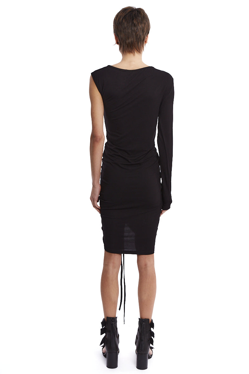 BLACK FRONT STRING DRESS