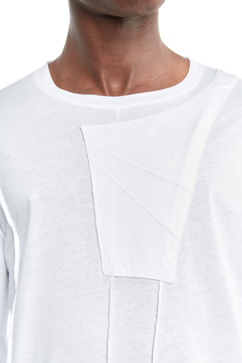 WHITE FRONT FLAP TEE