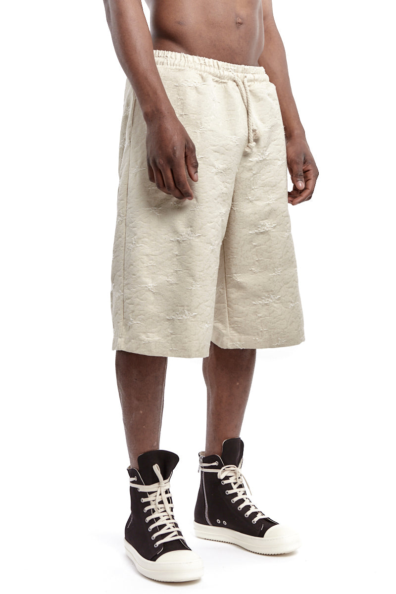 ECRU JACQUARD OVERSIZE SHORTS