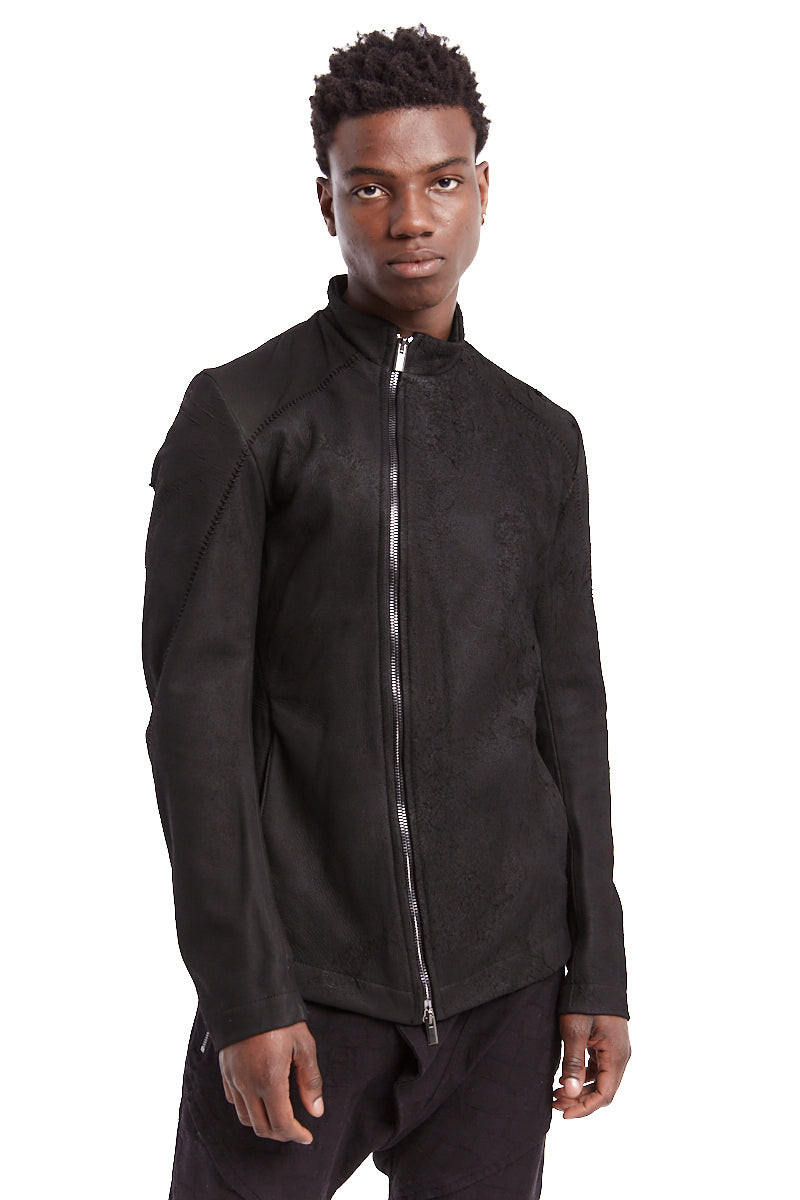 HALF NECK LEATHER JACKET
