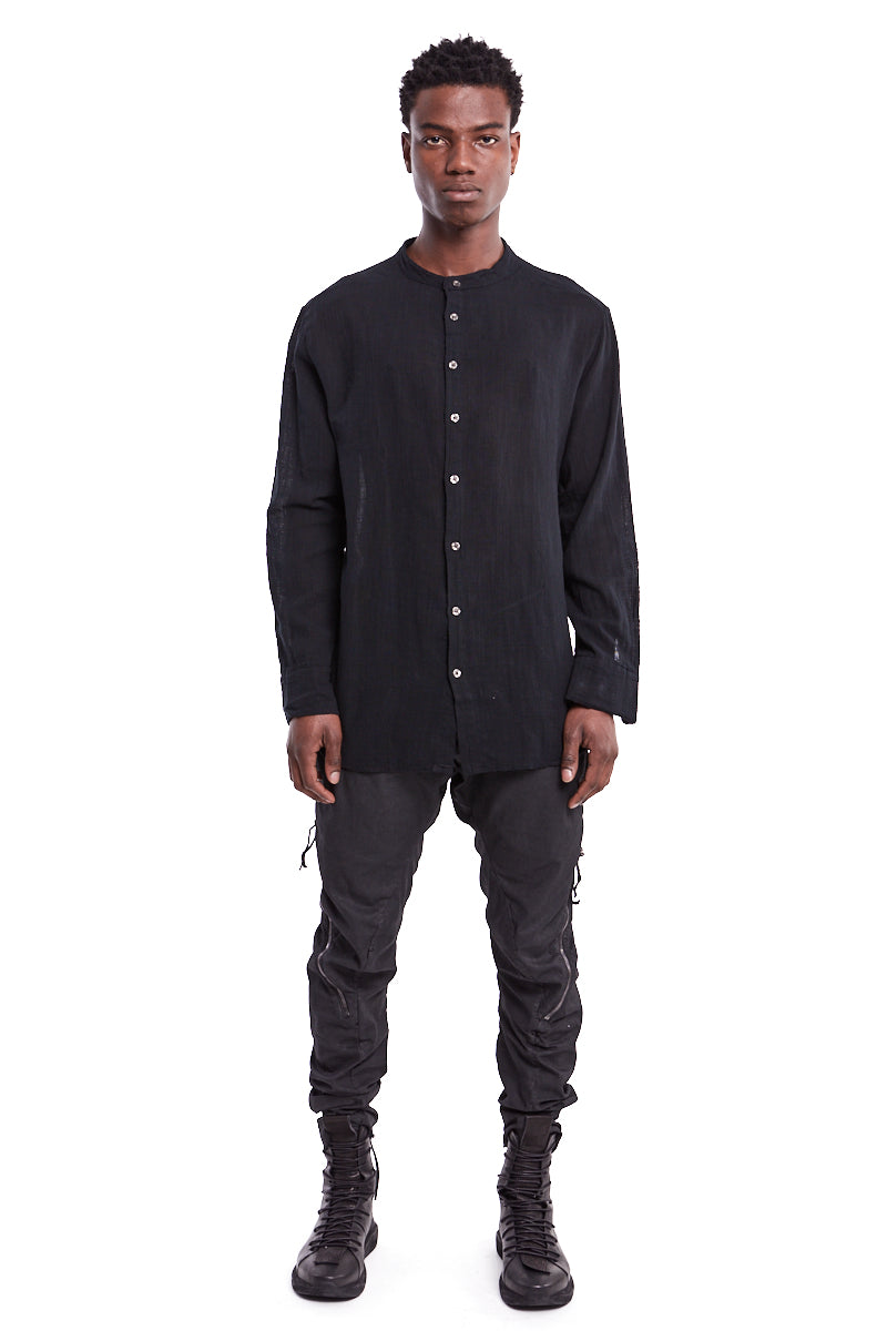 BLACK DYED HOT COTTON GAUZE SHIRT