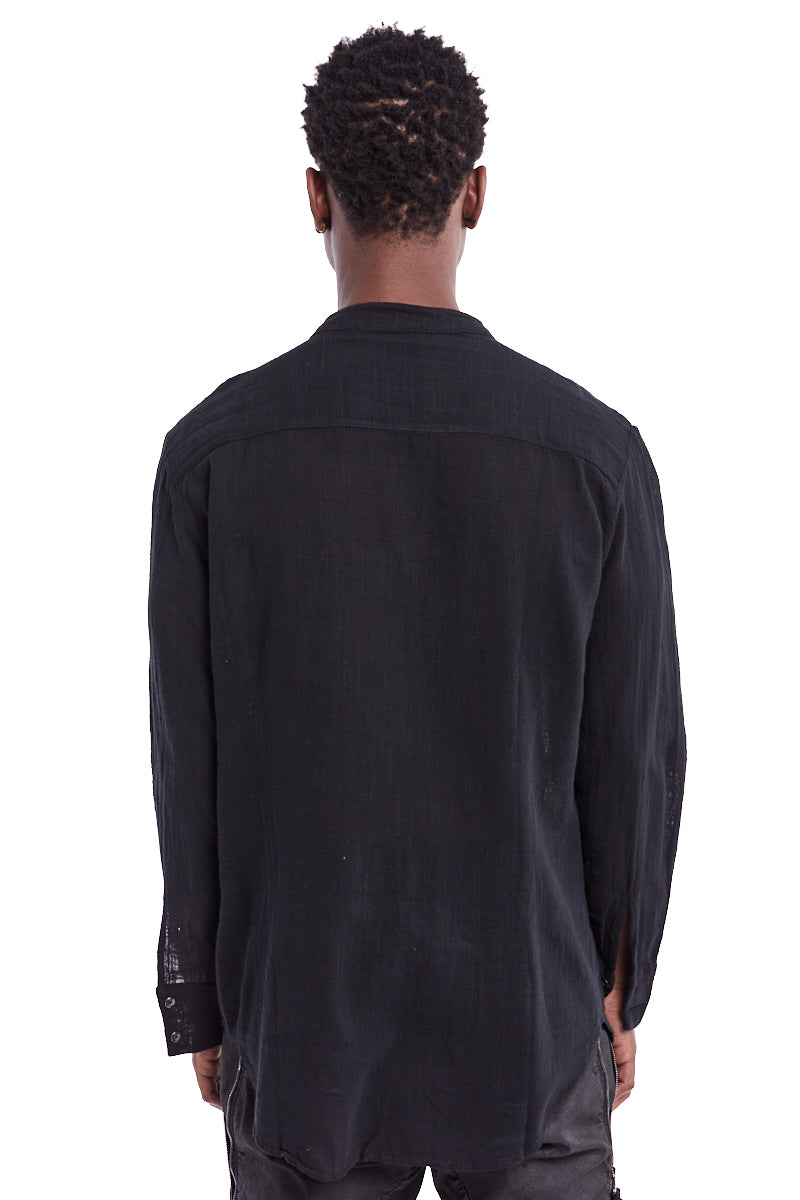 BLACK DYED HOT COTTON GAUZE SHIRT