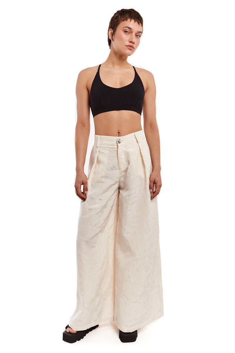 WIDE JACQUARD COTTON TROUSERS