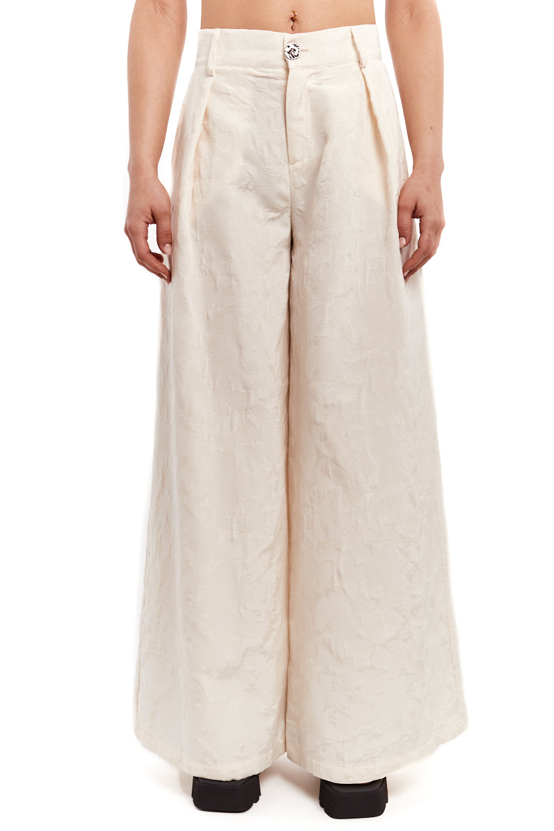 WIDE JACQUARD COTTON TROUSERS