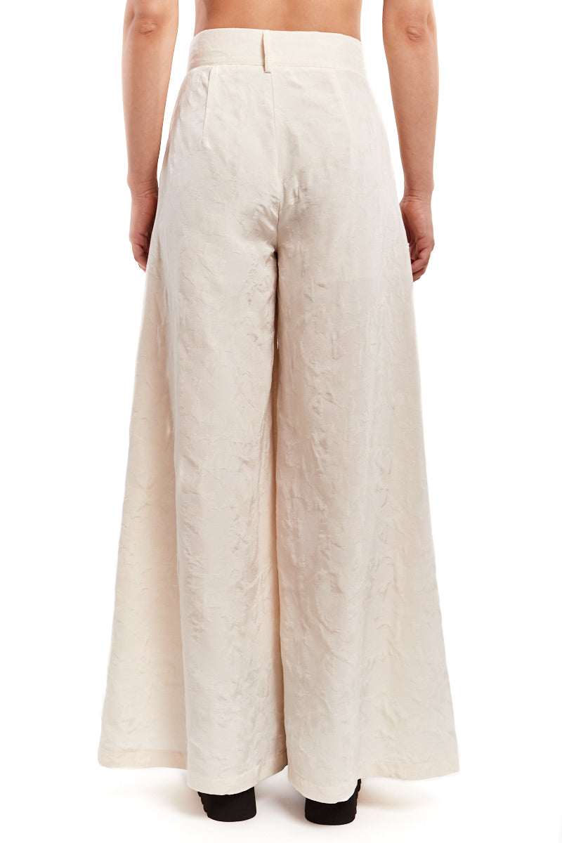 WIDE JACQUARD COTTON TROUSERS