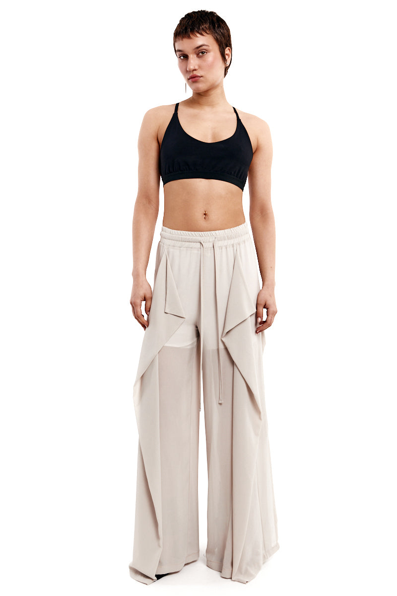SAND WIDE GEORGETTE TROUSERS