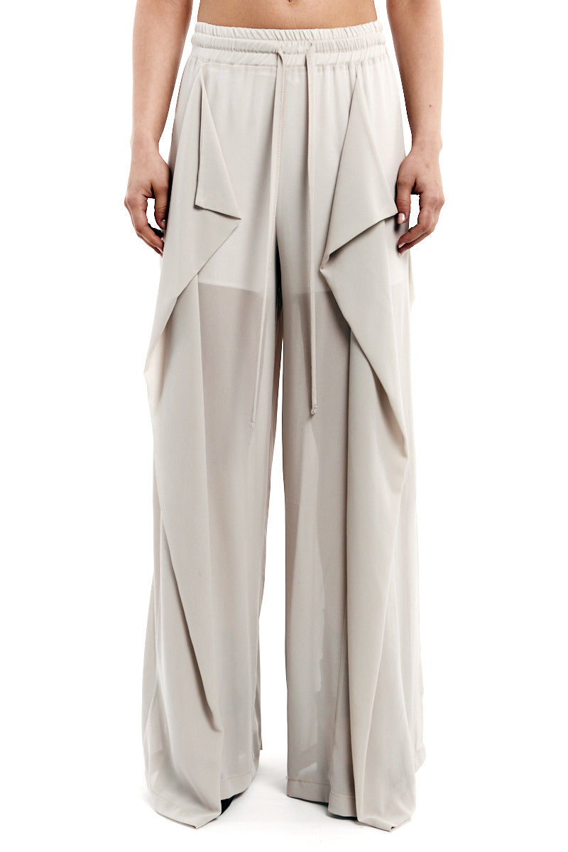 SAND WIDE GEORGETTE TROUSERS