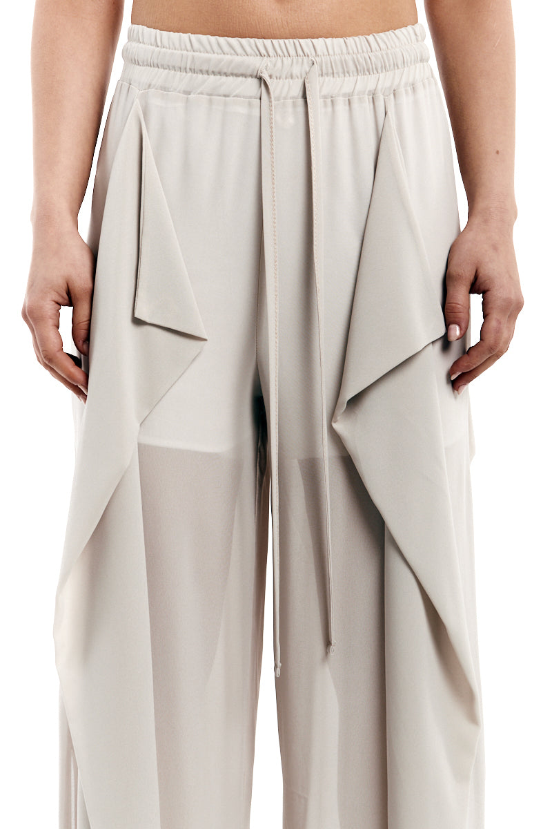 SAND WIDE GEORGETTE TROUSERS