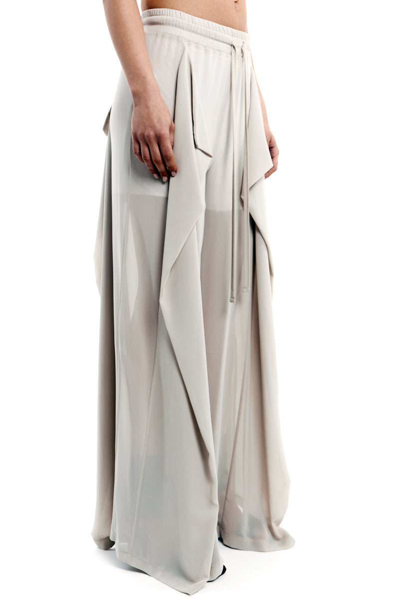 SAND WIDE GEORGETTE TROUSERS