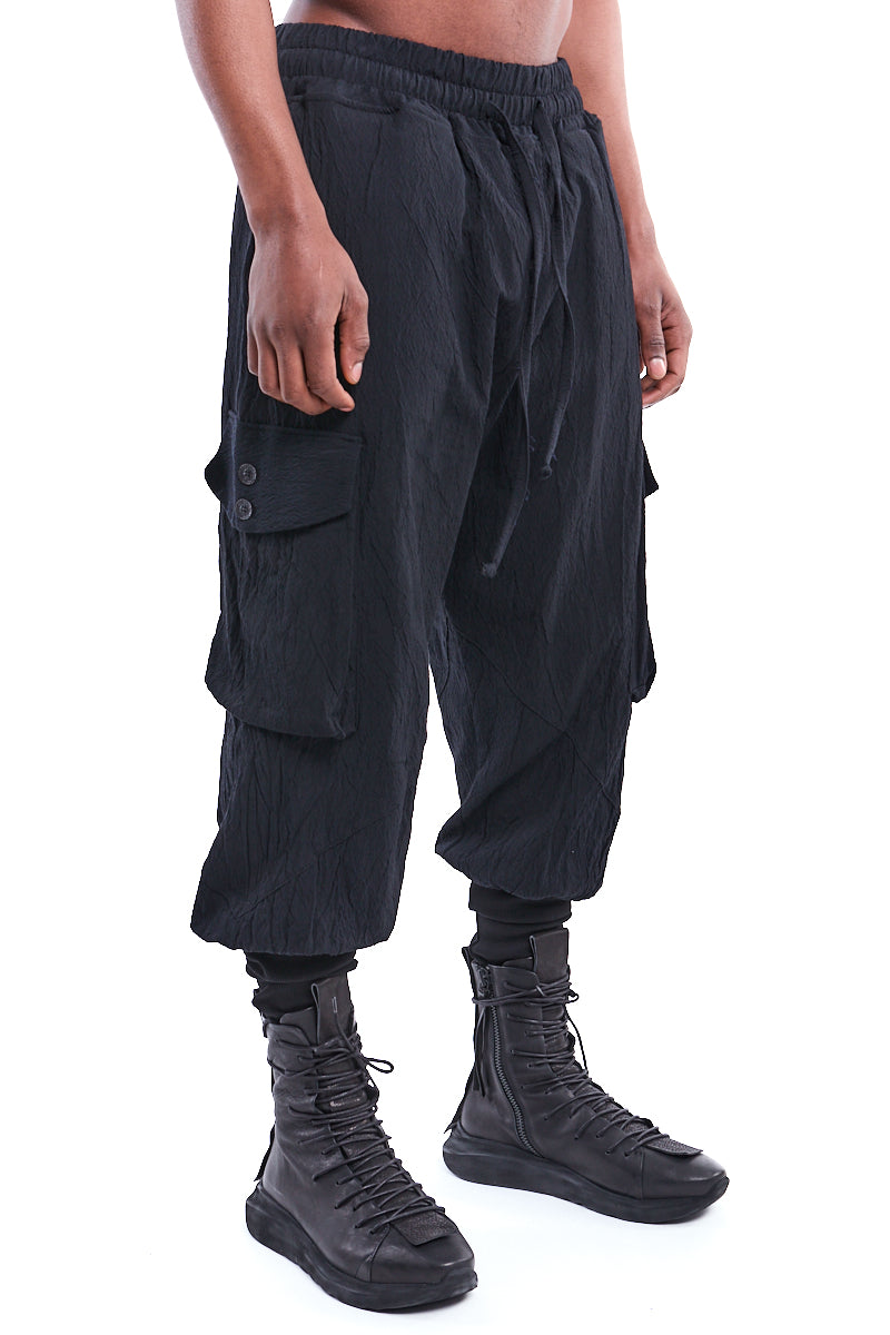 JACQUARD COTTON BAGGY TROUSERS