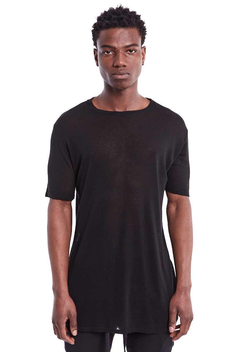 BLACK LINEN BLEND TEE
