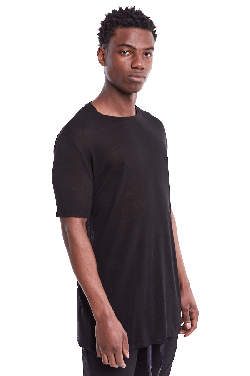 BLACK LINEN BLEND TEE