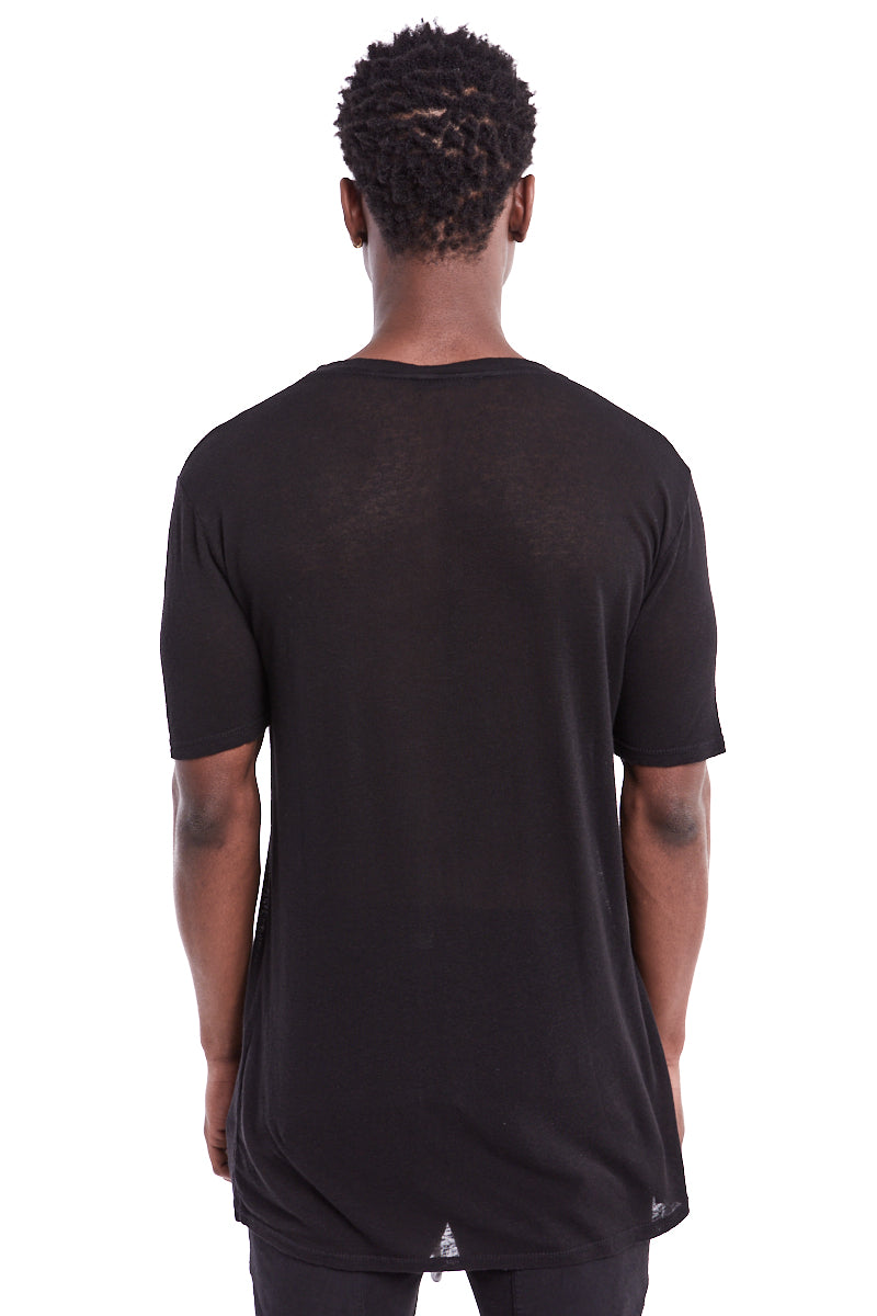 BLACK LINEN BLEND TEE