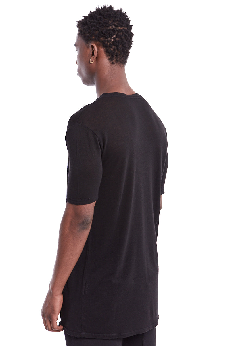 BLACK LINEN BLEND TEE