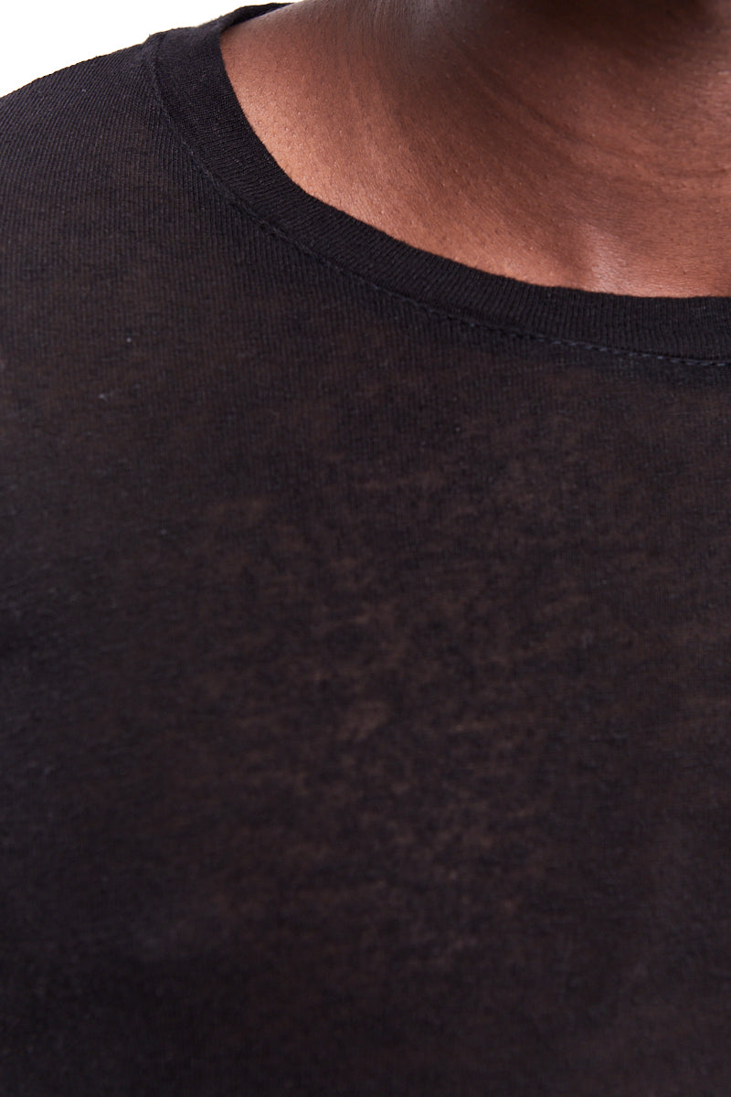 BLACK LINEN BLEND TEE