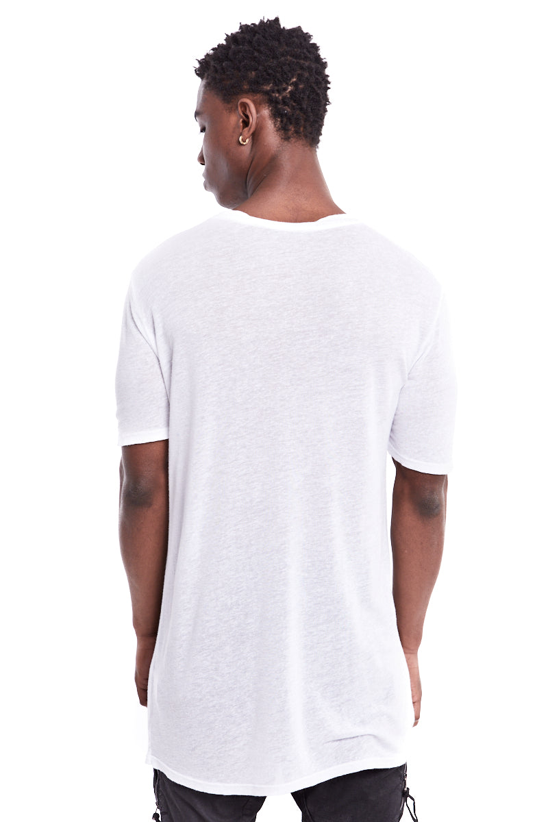 WHITE LINEN BLEND TEE