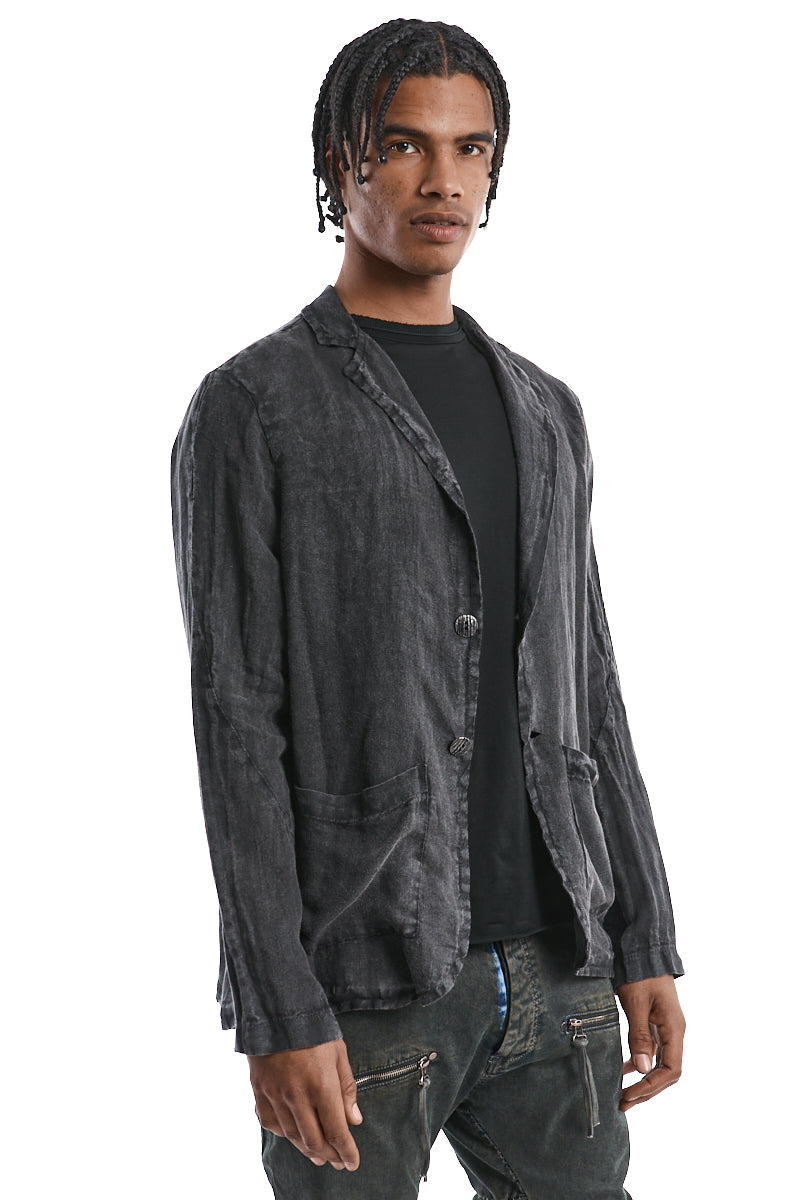GREY COLD DYED LINEN BLAZER