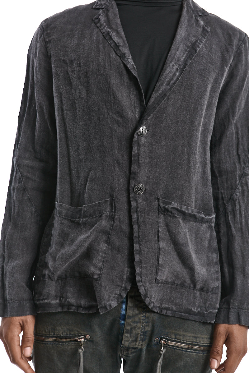 GREY COLD DYED LINEN BLAZER