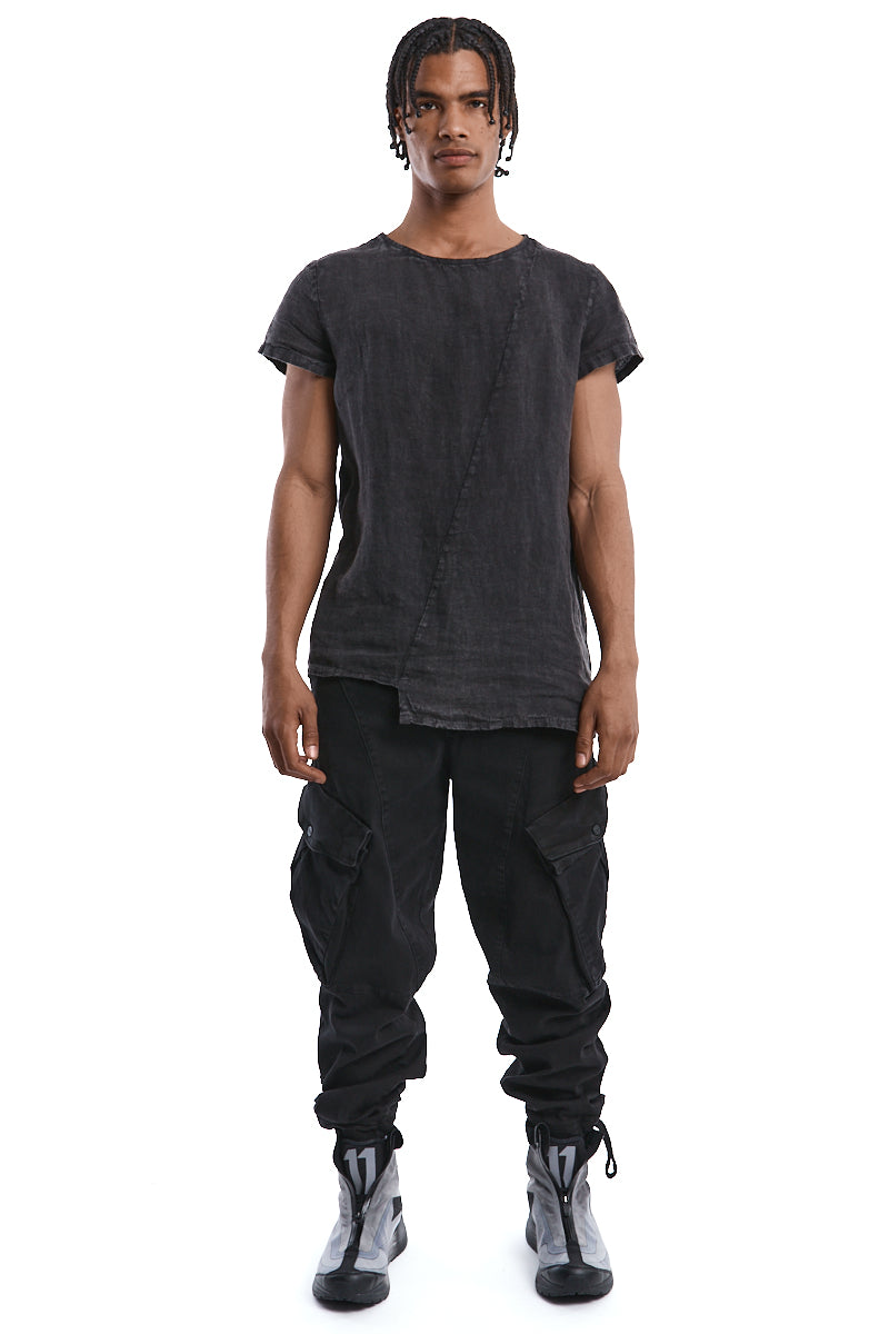 GREY COLD DYED LINEN TEE