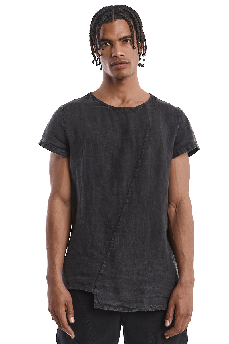 GREY COLD DYED LINEN TEE
