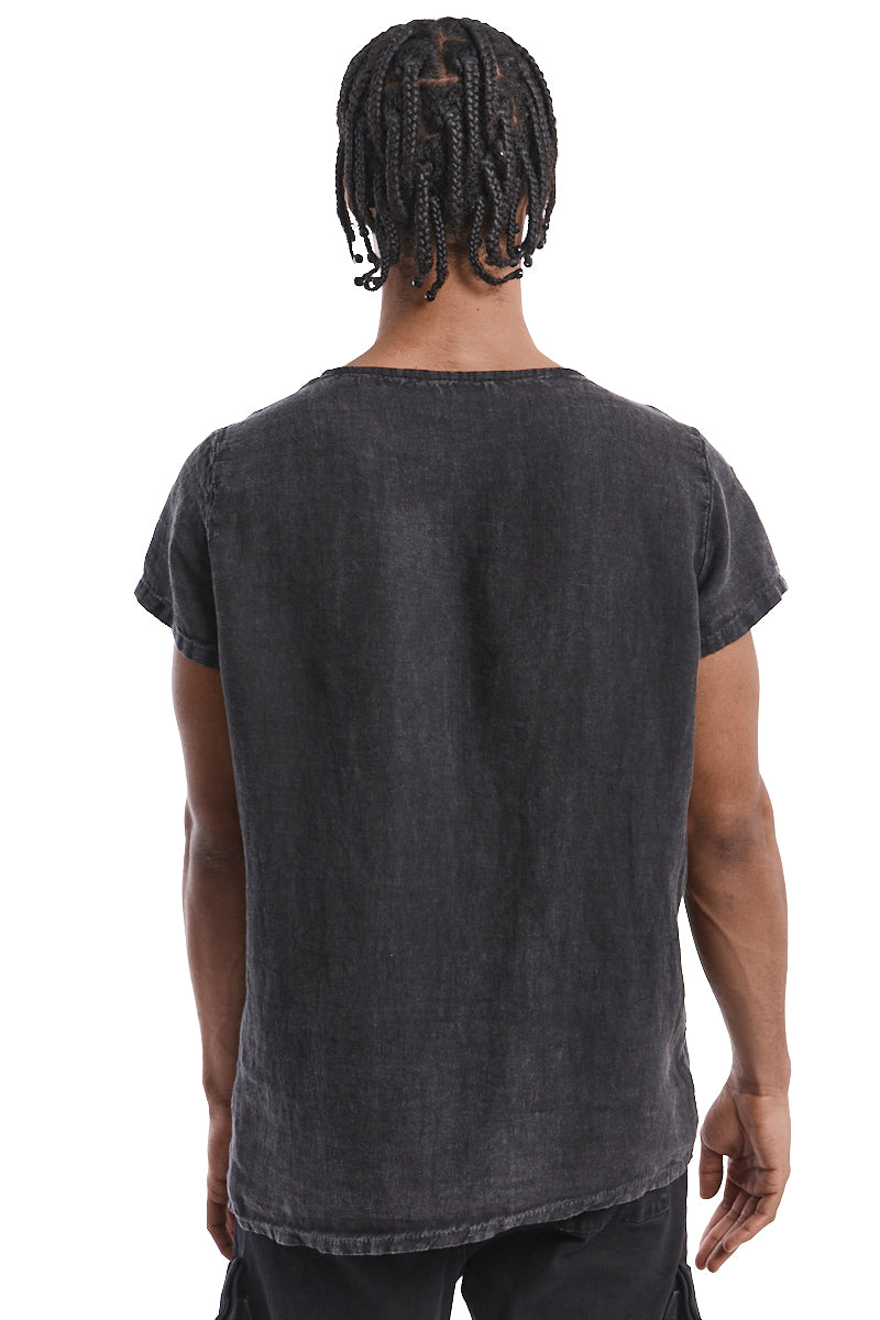 GREY COLD DYED LINEN TEE