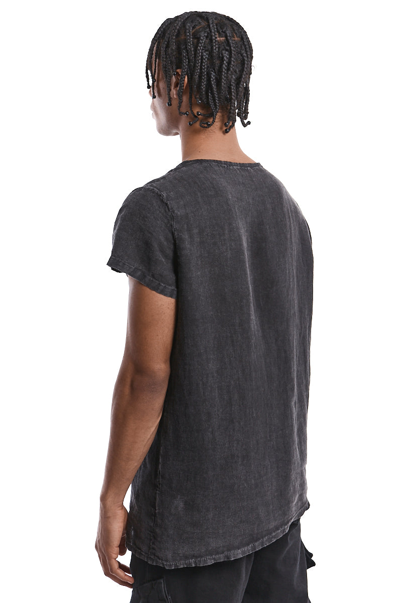 GREY COLD DYED LINEN TEE