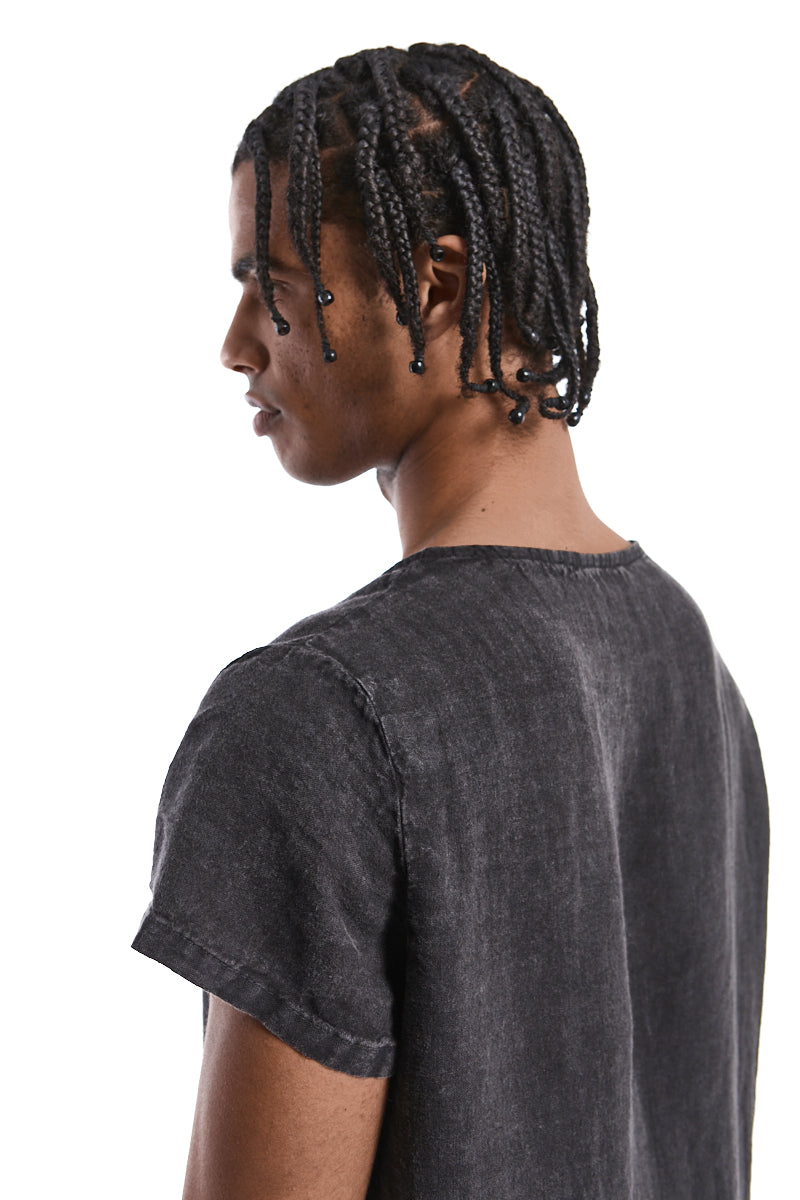 GREY COLD DYED LINEN TEE