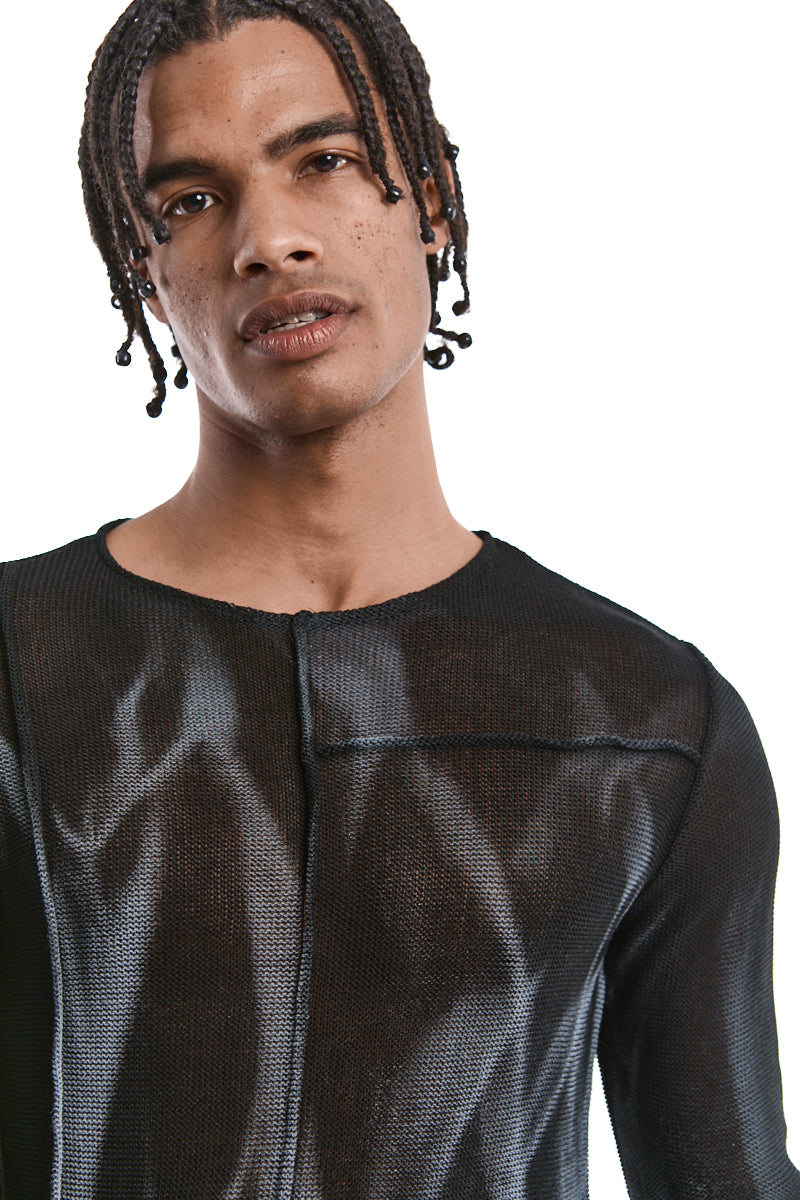 BLACK SPRAYED KNITTED TOP