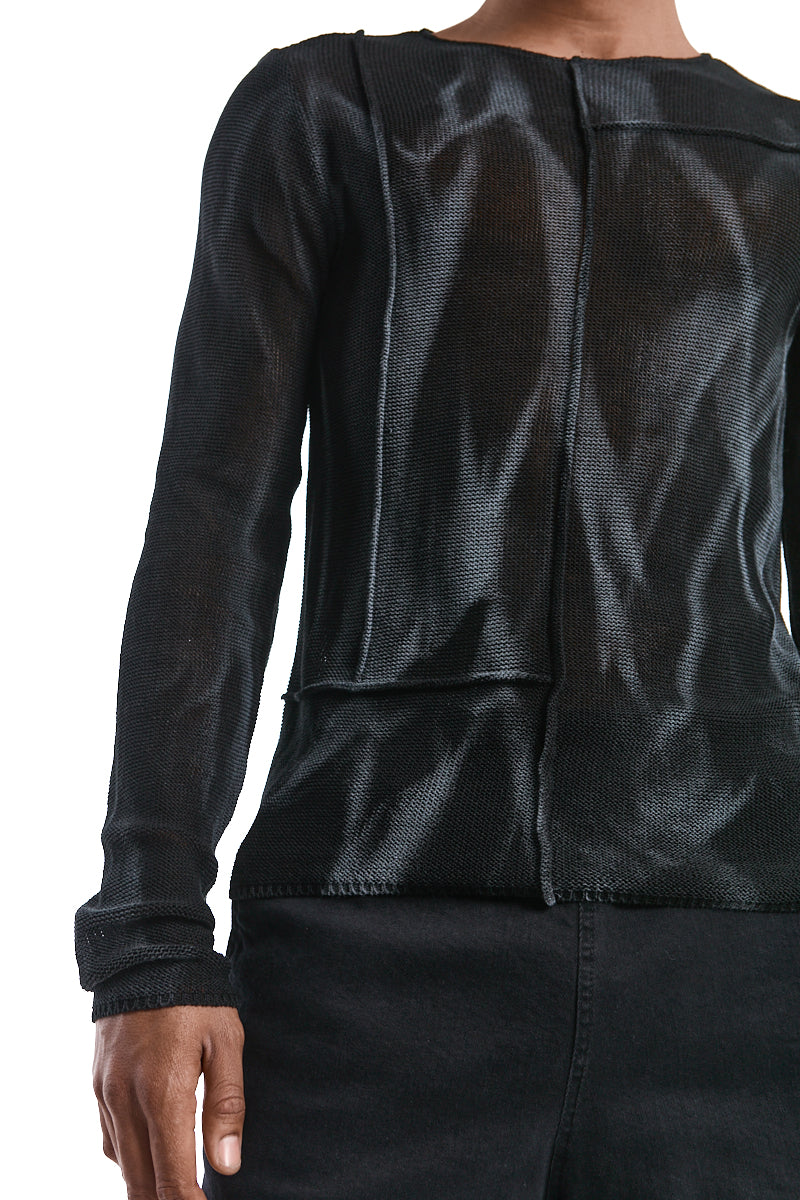 BLACK SPRAYED KNITTED TOP