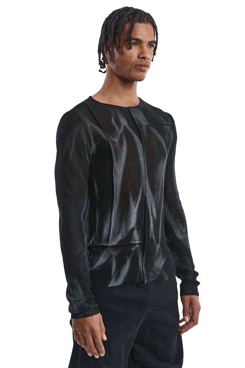 BLACK SPRAYED KNITTED TOP