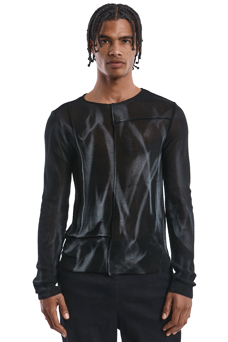 BLACK SPRAYED KNITTED TOP