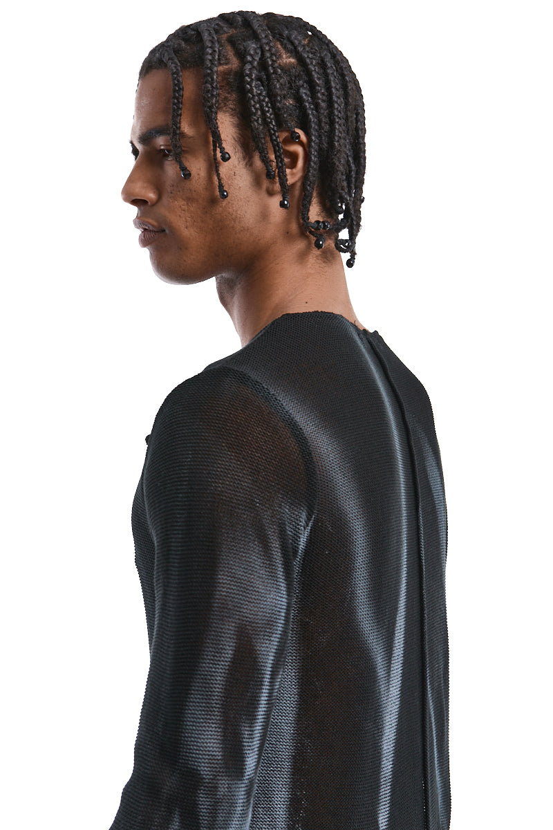 BLACK SPRAYED KNITTED TOP