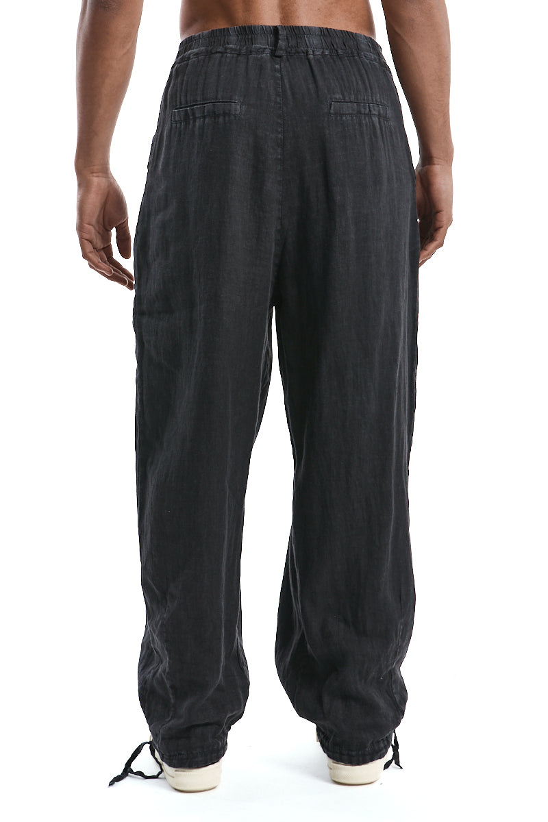 GREY COLD DYED WIDE LINEN PANTS